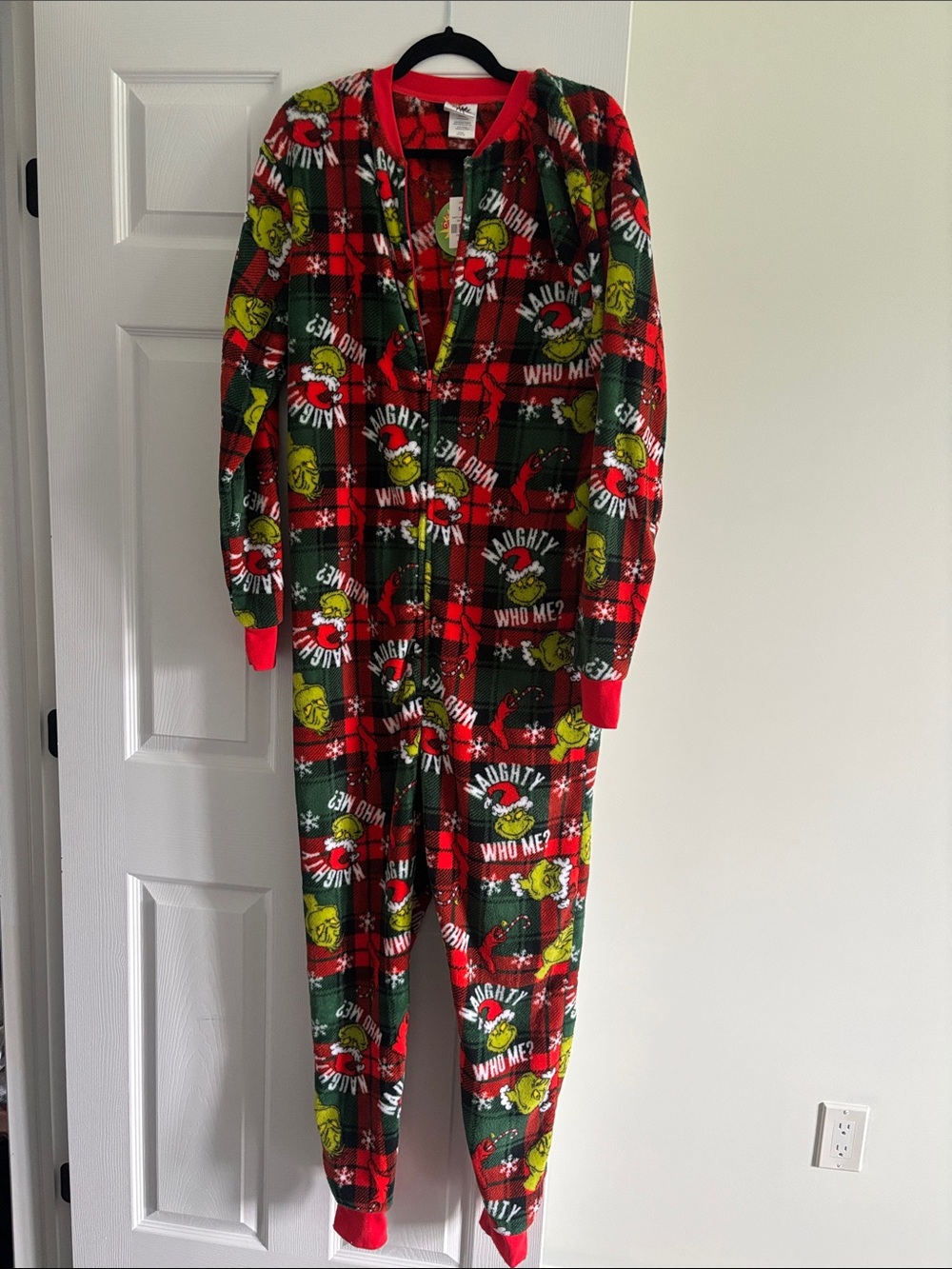 Grinch Plaid One-Piece Holiday Jumpsuit - Red & Green